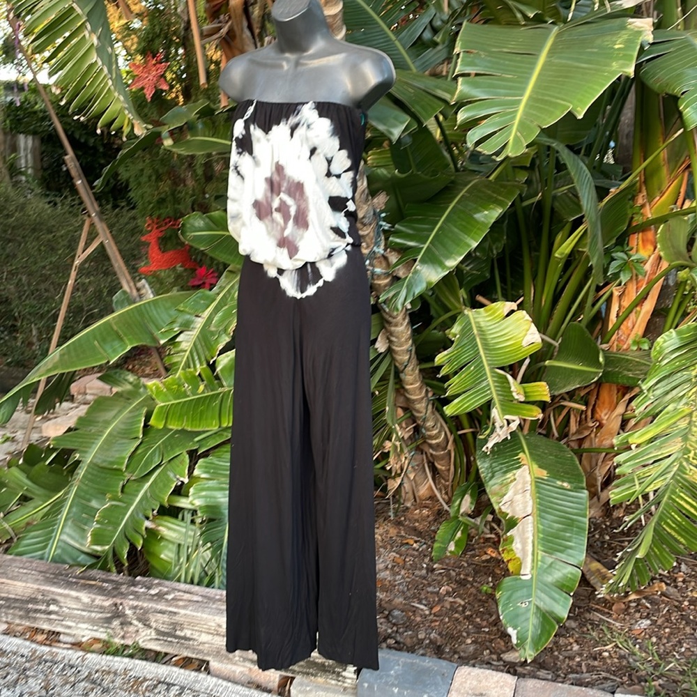Young fabulous and broke, tie-dye, strapless, wide, leg crop jumpsuit